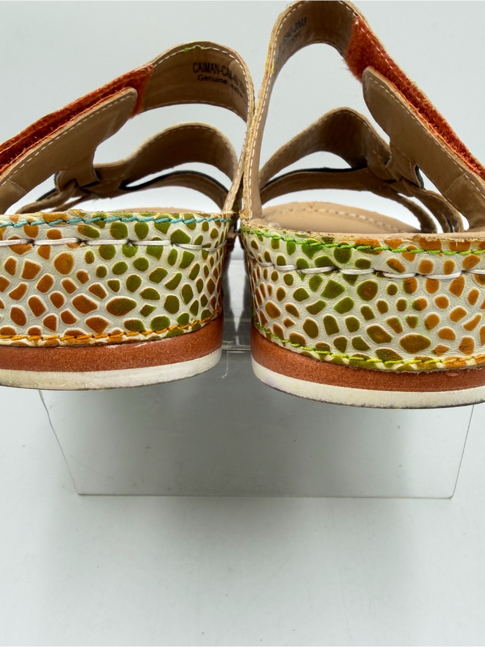 L'Artiste by Spring Step Caiman Slide Sandal Womens US 9 EU 40 Leather Tropical - Picture 4 of 11